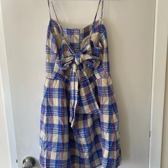 NWT GAP Blue and Cream Plaid Dress - Picture 2 of 5